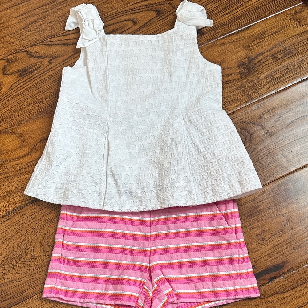 White and Pink Girls Short Set